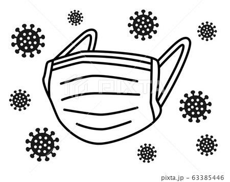 マスクとウイルスのイラスト 63385446