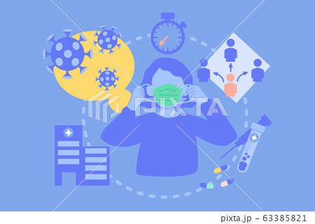 Info graphic conceptual idea of  "wearing face mask awareness", as the picture say it can slowdown the spreading of virus transmission  by wearing face mask in public, coronavirus 63385821