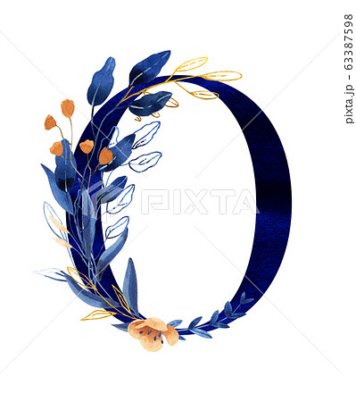 Watercolor letter o - hand painted floral monogram, logo 63387598