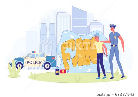 Police Officer Arrest Teen Offender Street Artist 63387942