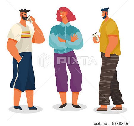 Friends Together Drinking Cup Of Coffee Vector Man Friends Together Drinking Cup Of Coffee Vector Man 63388566