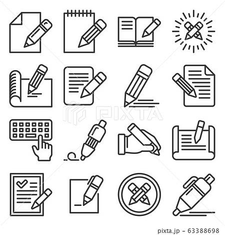 Edit Icons Set on White Background. Line Style Vector 63388698