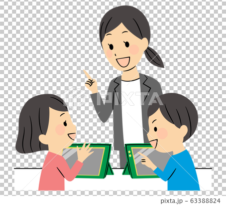Elementary school students using tablets in class 63388824