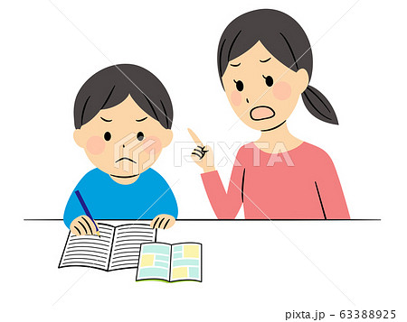 勉強する親子 63388925