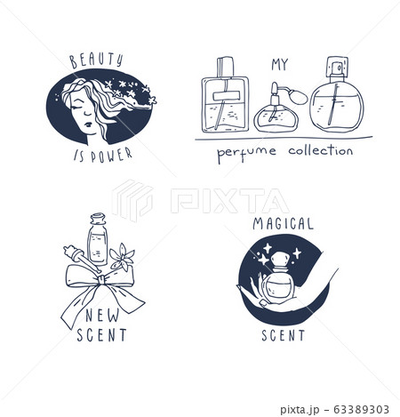 Perfume And Cosmetics Logo Collection Hand のイラスト素材