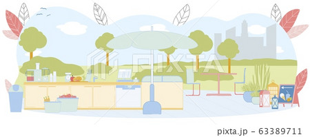 Street Cafe or Restaurant Kitchen on Background 63389711