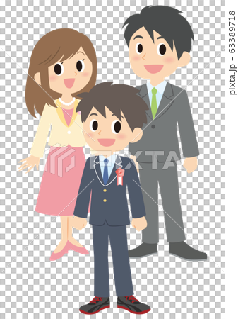 男子和父母在入學典禮上 63389718