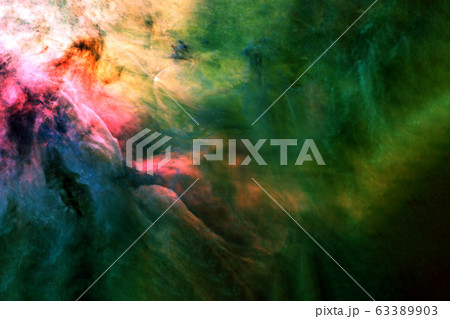 Beautiful green space nebula. Elements of this image were furnished by NASA. 63389903