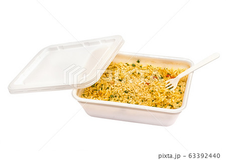 Plastic container with instant noodles isolated on Plastic container with instant noodles isolated on 63392440