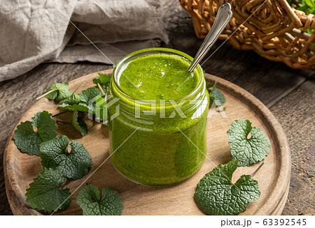 Pesto made from young garlic mustard Pesto made from young garlic mustard 63392545