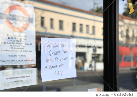 アメリカ、サンタモニカでの新型コロナウイルスによる閉店、テイクアウトのみなどのお知らせ アメリカ、サンタモニカでの新型コロナウイルスによる閉店、テイクアウトのみなどのお知らせ 63392663