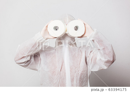 young doctor in protection suit and glasses with young doctor in protection suit and glasses with 63394175