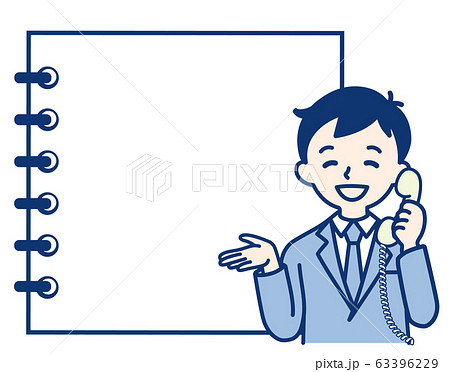 ビジネスマン サラリーマン 男性 コピースペース ノート 電話のイラスト素材