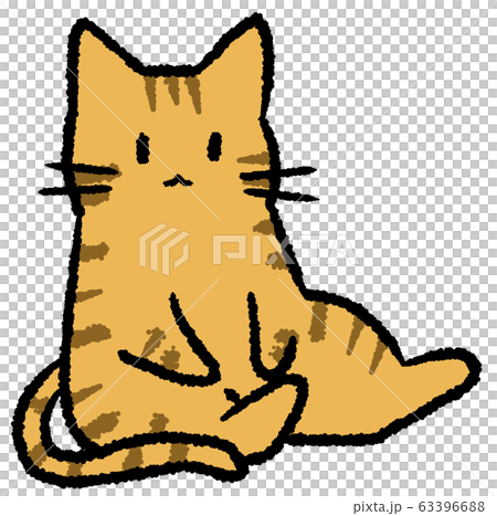 座る茶トラ猫 口あり のイラスト素材