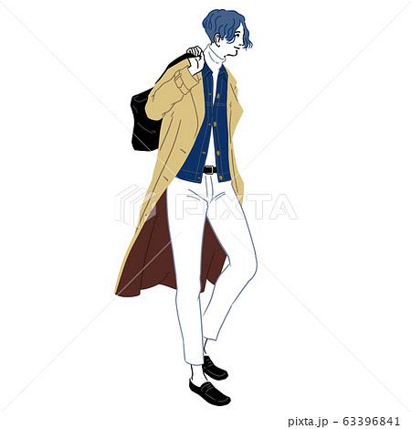 Stylish Man In Town Whole Body Spring Stock Illustration