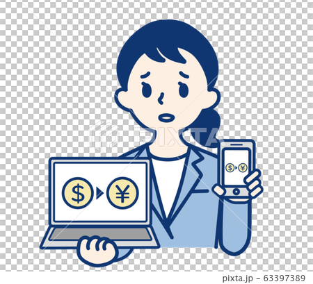 ビジネスウーマン　OL　女性　ドル　円　FX　パソコン　スマホ 63397389