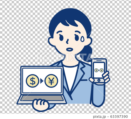 ビジネスウーマン　OL　女性　ドル　円　FX　パソコン　スマホ 63397390