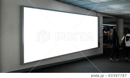 blank advertising billboard at airport,Mock up Poster media template Ads display in Subway station escalator 63397787