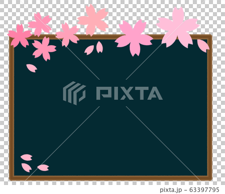 桜と黒板２ 春 入学式 卒業式 テキストスペース メッセージボードのイラスト素材