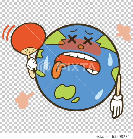 環境温暖化のイメージイラスト。病気になった地球のキャラクター。 63398225