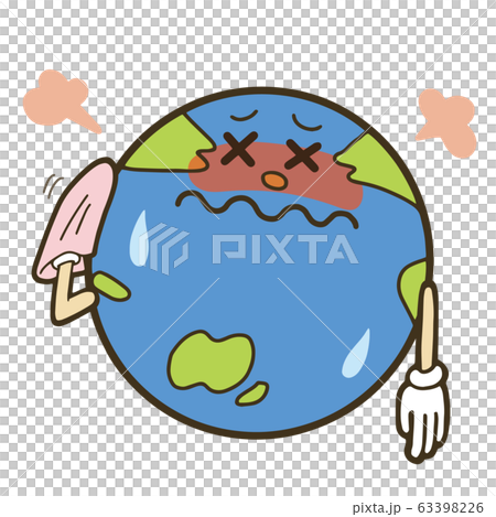 環境問題のイメージイラスト　病気になった地球のキャラクター 63398226