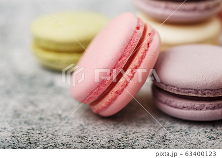 French macaroni cookies of different colors are on French macaroni cookies of different colors are on 63400123