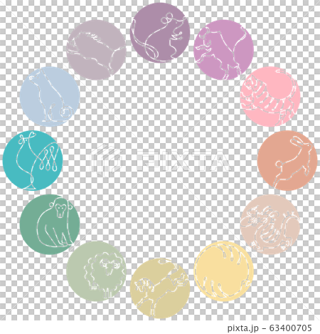 Zodiac line drawing circular shape color 63400705