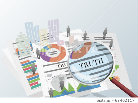 TRUTH ベクターイラスト　デザイン　レイアウト　立体　グラフ　統計　データ　シルエット　背景あり 63402117