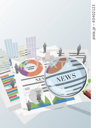 News ベクターイラスト デザイン レイアウト 立体 グラフ 統計 データ シルエット 背景ありのイラスト素材