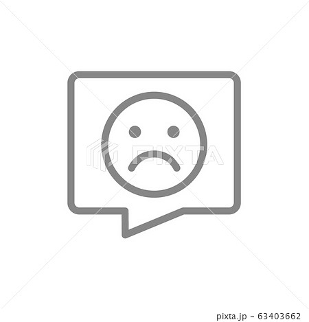 Sad face with speech bubble line icon. Chat, unpleasant communication, negative feedback symbol Sad face with speech bubble line icon. Chat, unpleasant communication, negative feedback symbol 63403662