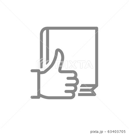 Book with thumb up line icon. Best book, customer review, user feedback symbol 63403705