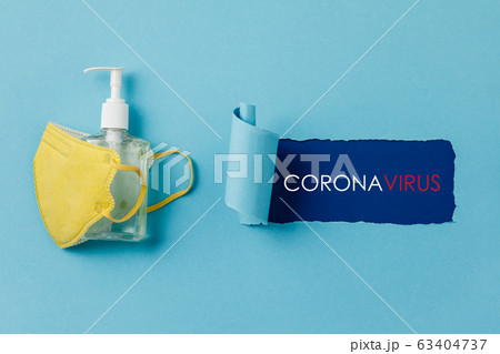 Coronavirus prevention medical surgical masks and hand sanitizer gel for hand hygiene corona virus protection Coronavirus prevention medical surgical masks and hand sanitizer gel for hand hygiene corona virus protection 63404737