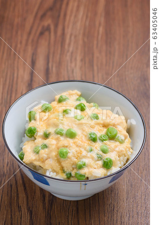 グリーンピースの卵とじ御飯 グリーンピースの卵とじ御飯 63405046