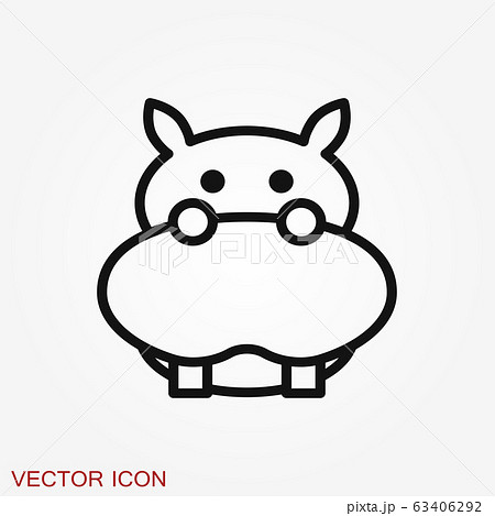 Hippopotamus icon vector, flat icons of african 63406292