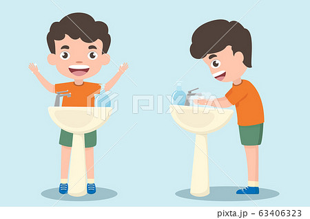 Children are hands washing. children standing at Children are hands washing. children standing at 63406323