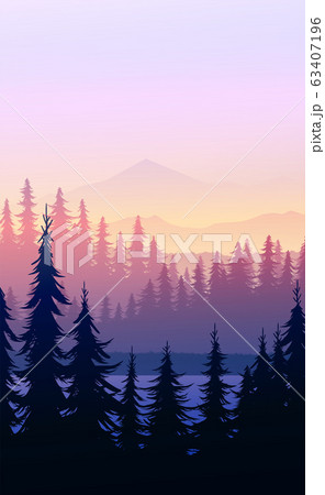 Nature Forest Natural Pine Forest Mountains のイラスト素材