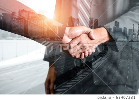 Double Exposure Image of Business and Finance 63407231
