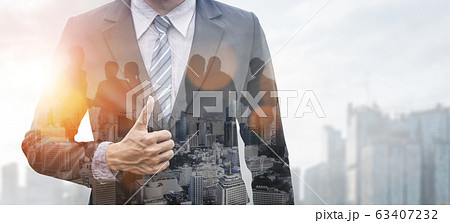 Double Exposure Image of Business Person Double Exposure Image of Business Person 63407232