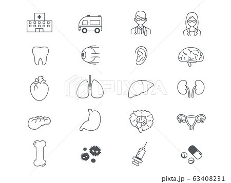 医療イラスト 臓器内臓アイコンセット 医療イラスト 臓器内臓アイコンセット 63408231
