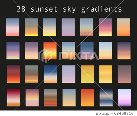 Sunset gradient bundle. Sky backgrounds for nature landscapes. Vector poster or minimal card Sunset gradient bundle. Sky backgrounds for nature landscapes. Vector poster or minimal card 63409216