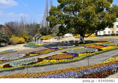 公園 花時計 花園 花畑の写真素材 [63409981] - PIXTA