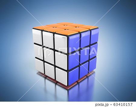 Rubik's cube 3d render  on the blue background 63410157