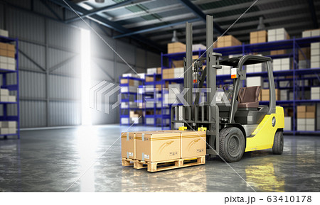Concept of warehouse The forklift in the big 63410178