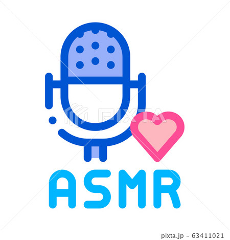 Premium Vector  Outline microphone and handwritten asmr text logo for the  asmr channel an isolated object on a white