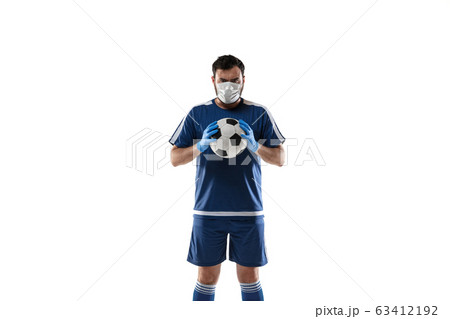 Sportsman in protective mask, coronavirus treatment illustration concept Sportsman in protective mask, coronavirus treatment illustration concept 63412192
