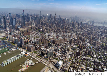 manhattan new york aerial view from helicopter 63412312