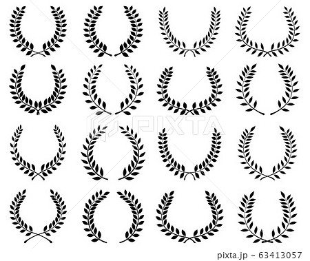 Black silhouettes of laurel wreaths on a white background 63413057