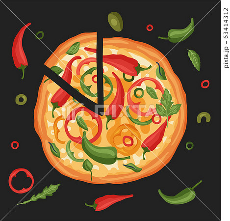 Chilli pepper pizza vector illustration 63414312