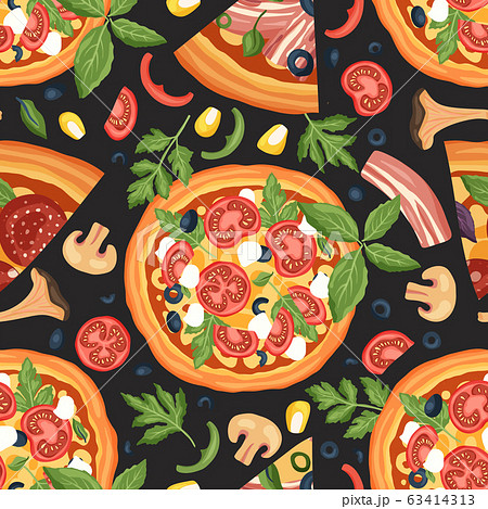 Italian cheese pizza vector illustration. 63414313