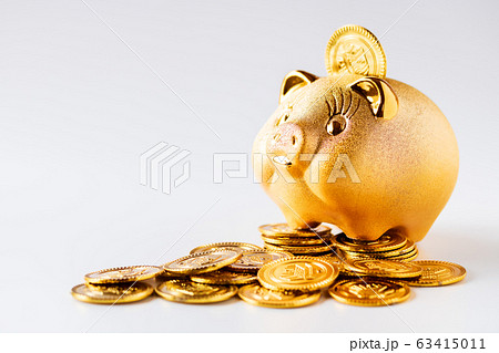 子豚の貯金箱とオモチャ金貨 子豚の貯金箱とオモチャ金貨 63415011